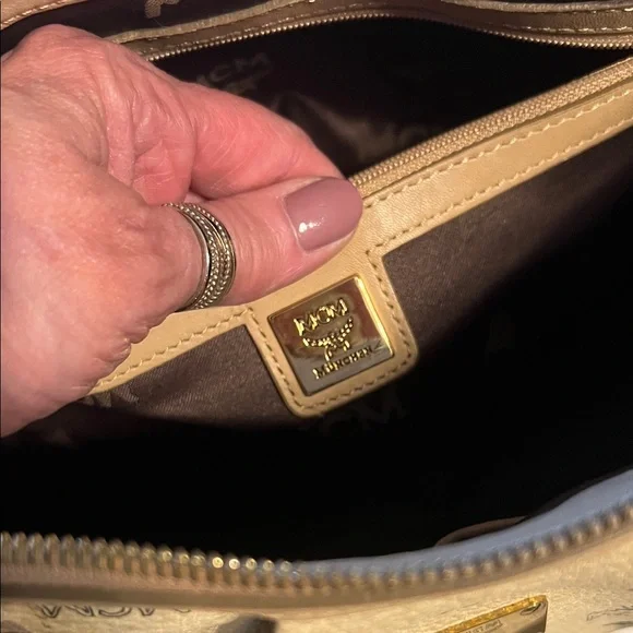 MCM Tan Shoulder Bag with Gold Accents - Picture 5 of 6